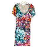 SR - Nicole Miller Artelier Multicolor Print Short Sleeve Dress, Size M