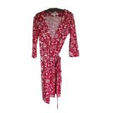 LR - Diane von Furstenberg Red Floral Wrap Dress Size 2
