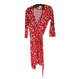 LR - Diane von Furstenberg Red Floral Wrap Dress Size 2
