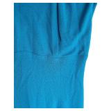 ST - Escada Blue Short Sleeve Dress with Gold Chain Detail, Size 34