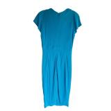 ST - Escada Blue Short Sleeve Dress with Gold Chain Detail, Size 34