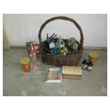 Large wicker basket containing a va...