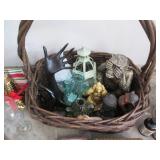 Large wicker basket containing a va...