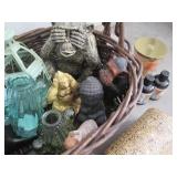 Large wicker basket containing a va...