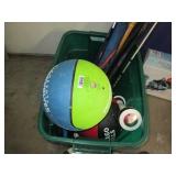 Snow Tube, ski boots, baseball bats...