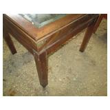 Vintage wood end table with beveled...