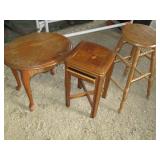 Pair of mismatched end tables plus ...