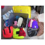 Travel totes, duffles, winter hats,...