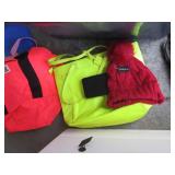 Travel totes, duffles, winter hats,...