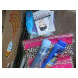 Lot of toiletry bags, hair care pro...