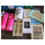 Box of hair and skin care products,...