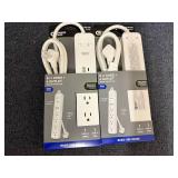 2 6Ft Surge Protector Cords - White