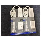 2 6Ft Surge Protector Cords - White