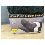 Huggle Slipper Socks Gray Ultra-Plush One Size - Brand New