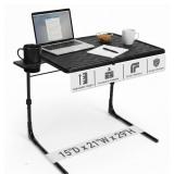 Table-Mate II Plus Adjustable Tray Table with Built-In Cup Holder, Black - Brand New