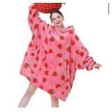 Aemicion Oversized Blanket Hoodie Sherpa Strawberry Adult Fit - Brand New