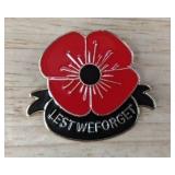 38 Red Poppy Lest We Forget Remembrance War Pins - Brand New