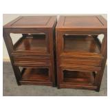 A Pair of Vintage Rosewood Nightstands / End Tables made in Hong Kong.
