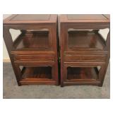 A Pair of Vintage Rosewood Nightstands / End Tables made in Hong Kong.