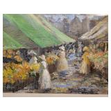 Impressionist painting by James Duggan. Ladies at The Flower Market.