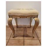 Vintage Needlepoint & Gilt Wood Foot Stool