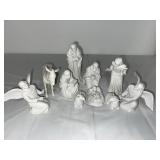 Porcelain Nativity Scene Figurine Set - 10 Pieces