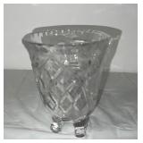 Cut Crystal Cornucopia Vase with Footed Base