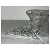 Cut Crystal Cornucopia Vase with Footed Base