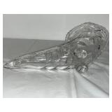 Cut Crystal Cornucopia Vase with Footed Base
