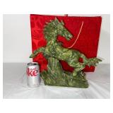 Green Serpentine Stone Carved Horse Sculpture