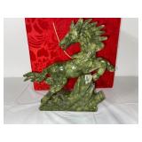 Green Serpentine Stone Carved Horse Sculpture