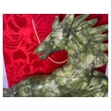 Green Serpentine Stone Carved Horse Sculpture