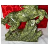 Green Serpentine Stone Carved Horse Sculpture