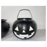 Set of 2 Large Plastic Halloween Cauldrons and Pumpkin Pail