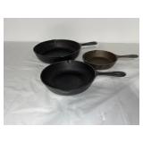 Set of 3 Vintage Cast Iron Skillets No. 3, No. 5, and No. 8