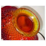 Amberina Glass Basket with Diamond Pattern and Applied Handle