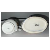 Porcelain Creamer with Floral Insects and Pink Swan Planter Made in Japan