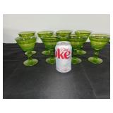 Set of 8 Vintage Green Depression  Glass Dessert or Cocktail Goblets