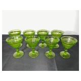 Set of 8 Vintage Green Depression  Glass Dessert or Cocktail Goblets