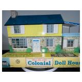 Vintage Louis Marx Metal Two-Story Colonial Doll House with Original Box