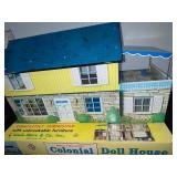 Vintage Louis Marx Metal Two-Story Colonial Doll House with Original Box