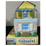 Vintage Louis Marx Metal Two-Story Colonial Doll House with Original Box