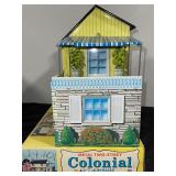 Vintage Louis Marx Metal Two-Story Colonial Doll House with Original Box