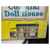 Vintage Louis Marx Metal Two-Story Colonial Doll House with Original Box