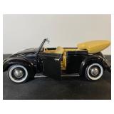 Vintage Volkswagen Beetle Convertible Diecast Model Car Black with Tan Interior
