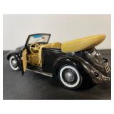 Vintage Volkswagen Beetle Convertible Diecast Model Car Black with Tan Interior