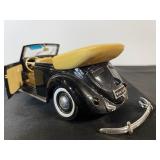 Vintage Volkswagen Beetle Convertible Diecast Model Car Black with Tan Interior