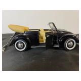 Vintage Volkswagen Beetle Convertible Diecast Model Car Black with Tan Interior