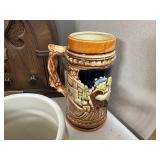 Radio, Baskets, Collectible Beer Steins, Vintage Aluminum Pan, Nascar Pillow, and More