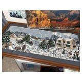 Vintage Mirror and Assorted Framed and Unframed Wall Decor